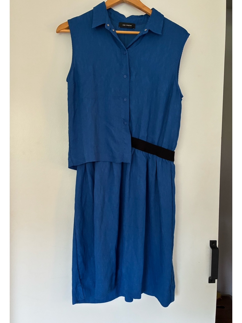 Cop.Copine Blue Asymmetrical Shirt Dress Unique Layered Waist Detail Y2K